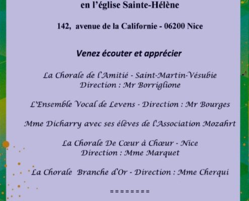 Concert de Chorales église Sainte-Hélène à Nice